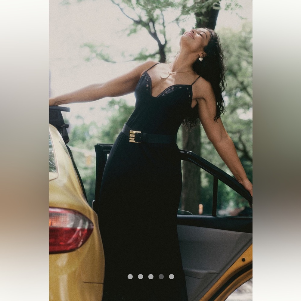 Anthropologie Elegant Black Midi Dress